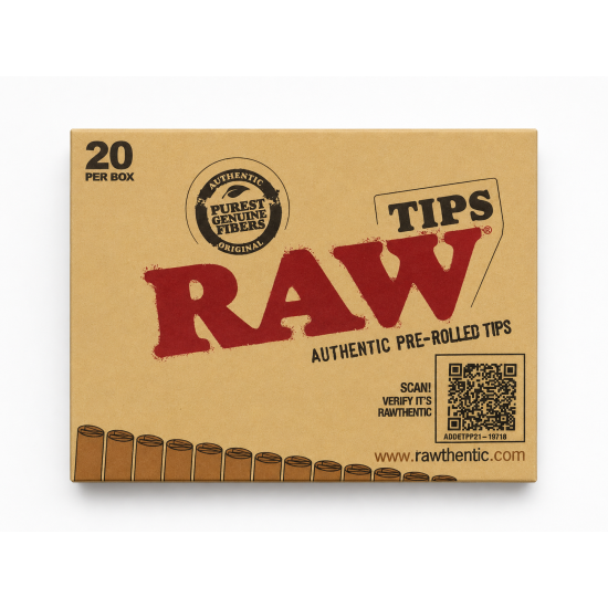 Raw Classic  Authentic Pre - Rolled Tips - Pack of 20