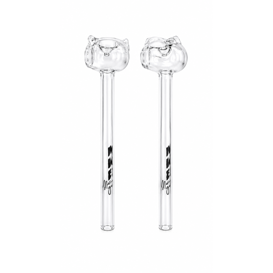 Glass Pipe Clear With Skull Head - Pack of 48.