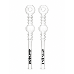 Glass Pipe Clear 6'' Two Heads & 6 Rings - Pack of 48