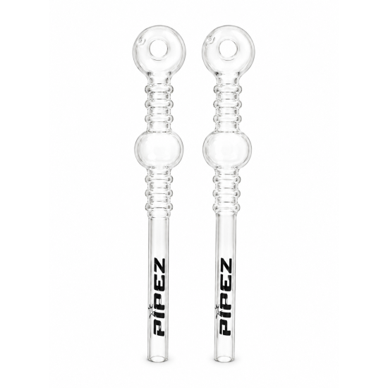 Glass Pipe Clear 6'' Two Heads & 6 Rings - Pack of 48