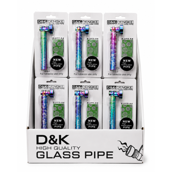 D&K Rainbow Glass Pipe, Item Code SMK-2221, Pack of 24