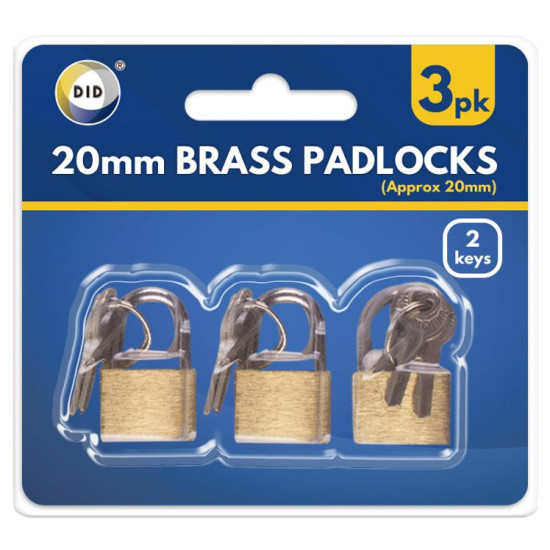 3PC 20mm Brass Padlocks - Pack of 1 