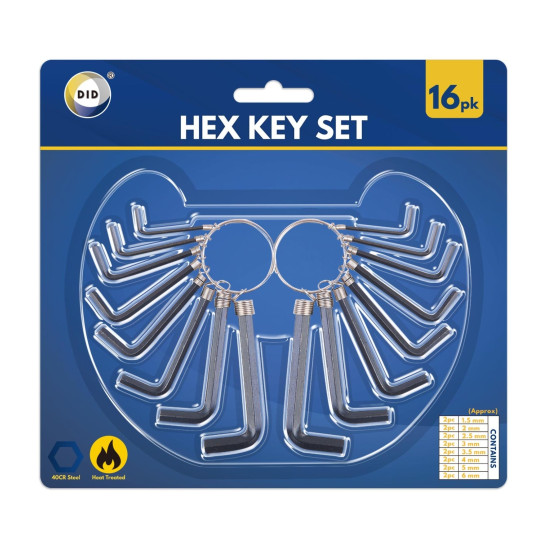 16Pc Hex Key Set - Pack of 1 