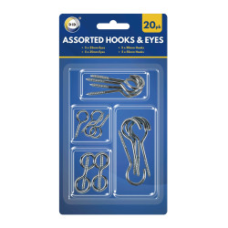 20Pc Assorted Hooks & Eyes - Pack of 1