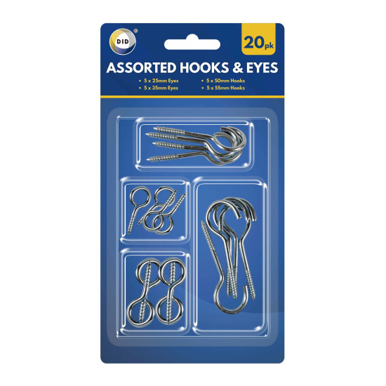 20Pc Assorted Hooks & Eyes - Pack of 1