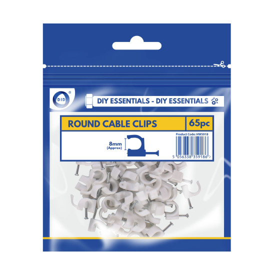 8mm Round Cable Clips - Pack of 1