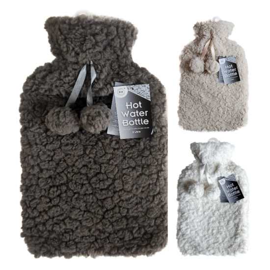 Hot Water Bottle & Soft Teddy Plush Cover - 2 Litre 