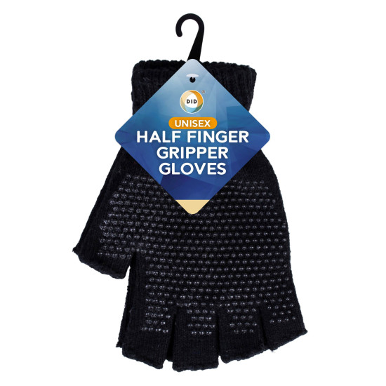 Half Finger Unisex Gripper Gloves Pack of 12