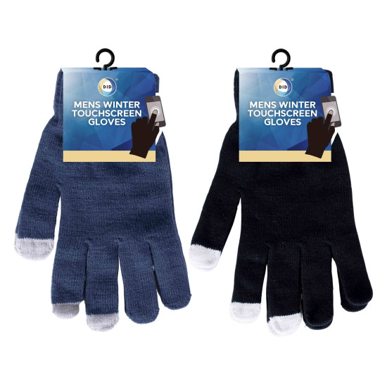 Mens Winter Touchscreen Gloves Assorted Colour - Pack of 12 