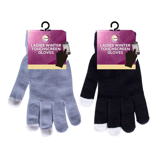Ladies Winter Touch Screen Gloves Assorted Colours - Pack of 12