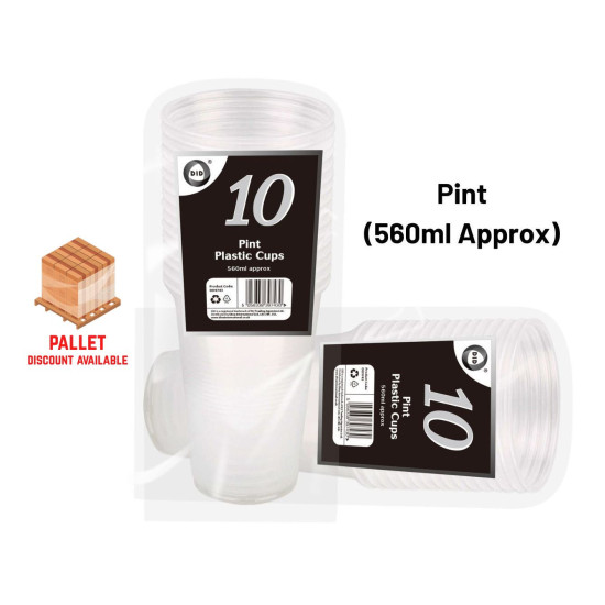 Pint Plastic Cups - Pack of 10