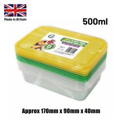 Plastic Food Containers With Lids 500ml - Pack of 6 