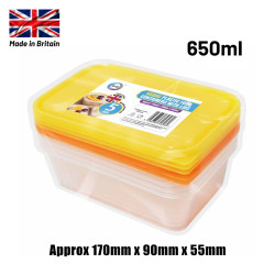 Plastic Food Containers With Lids 650ml - Pack of 5