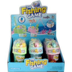 TOY CANDIES IN DISPLAY CASE- FISHING GAME- 9PC