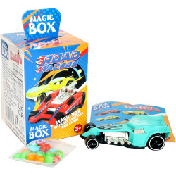 TOY CANDIES IN DISPLAY CASE-ROAD RACERS - 12PC