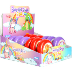 TOY CANDIES IN DISPLAY CASE-BUBBLE GUM ROLL - 12PC