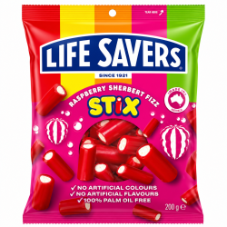 Lifesaver Stix Fizz Raspberry Flavour - Pack of 12 x 200g