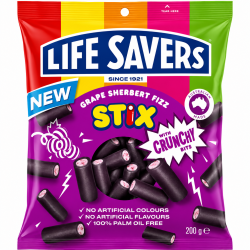 Lifesaver Stix Fizz Grape Flavour - Pack of 12 x 200g