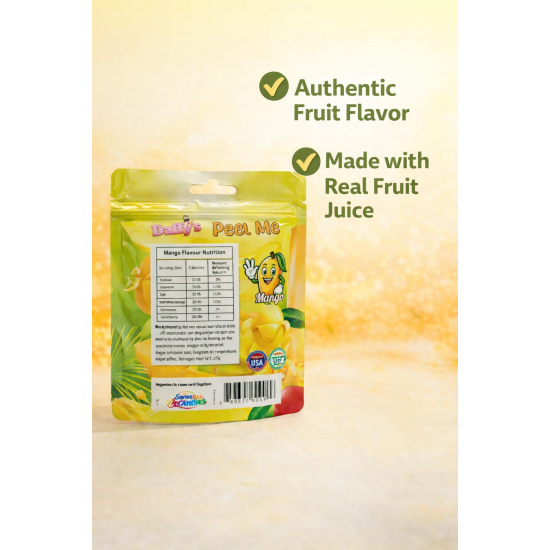 Peel Me Gummies Peelers 65g/24 bags- MANGO Flvour Peg Bags, Jellies, Candies image