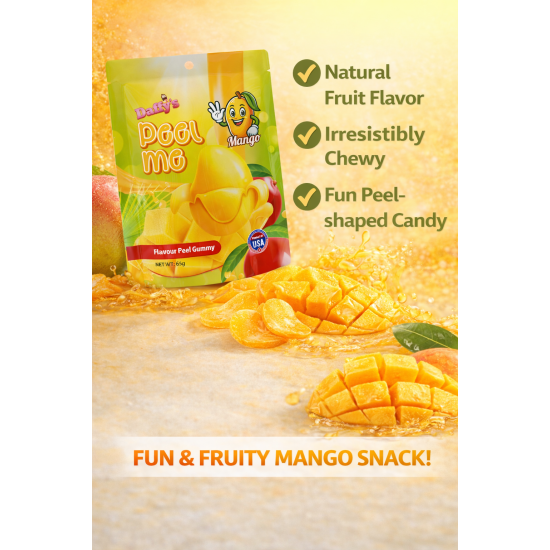 Peel Me Gummies Peelers 65g/24 bags- MANGO Flvour Peg Bags, Jellies, Candies image