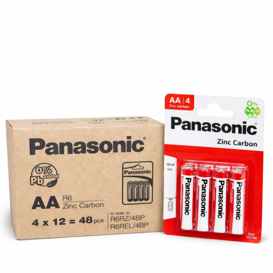 Panasonic Zinc AA Batteries Pack of 4 x 12