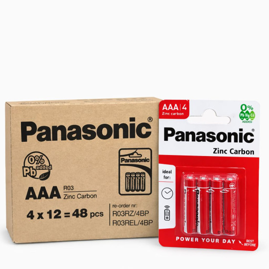 Panasonic Zinc AAA Batteries Pack of 4 x 12