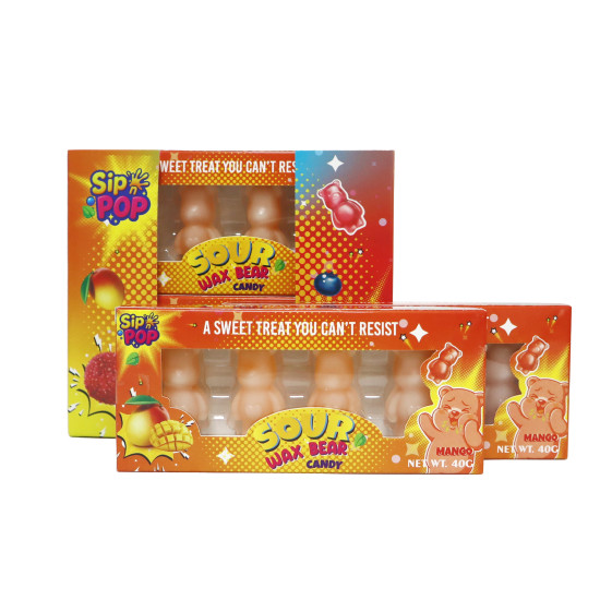 Sip n POP Vegan Wax Candy Bear Sour Mango Flavour pack of 12 theatre box image