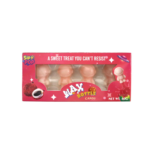 Sip n POP Vegan Wax Candy Space Man Lychee Flavour pack of 12 theatre box image