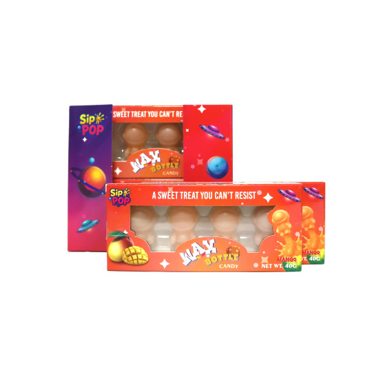 Sip n POP Vegan Wax Candy Space Man Mango Flavour pack of 12 theatre box Candy, Jellies image
