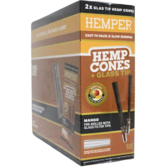 Hemper Pre-Rolled King Size Hemp Cones With Glass Tips 2pk - Mango image