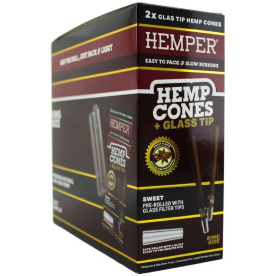 Hemper Pre-Rolled King Size Hemp Cones With Glass Tips 2pk - Sweet image