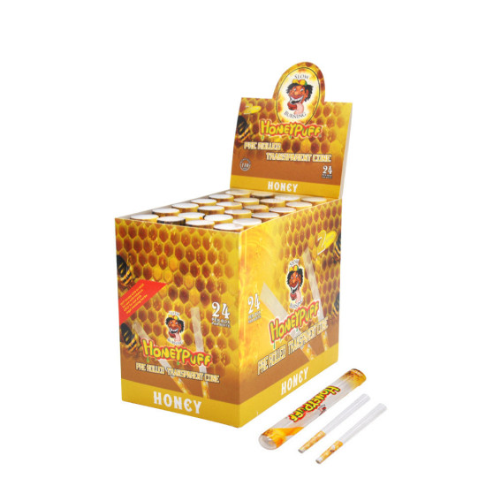 HONEYPUFF Honey Flavored Pre Rolled Cones, King Size Pre Rolled Rolling Paper with Tips, Transparent & Slow Burning Rolled Paper, 2 PCS per Tube | HONEYPUFF | cones-blunts