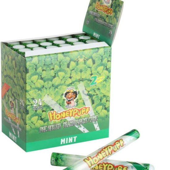 Honeypuff Mint Flavored Pre Rolled Cones (48 PCs) with Rolling Paper Tube King Size with Tips (110mm) image