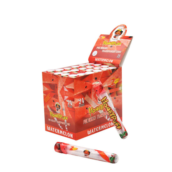HONEYPUFF Watermelon Flavor Pre Rolled Cones, Clear Rolling Papers, King Size Pre Rolled Rolling Paper with Tips, 2 PCS per Tube | HONEYPUFF | cones-blunts