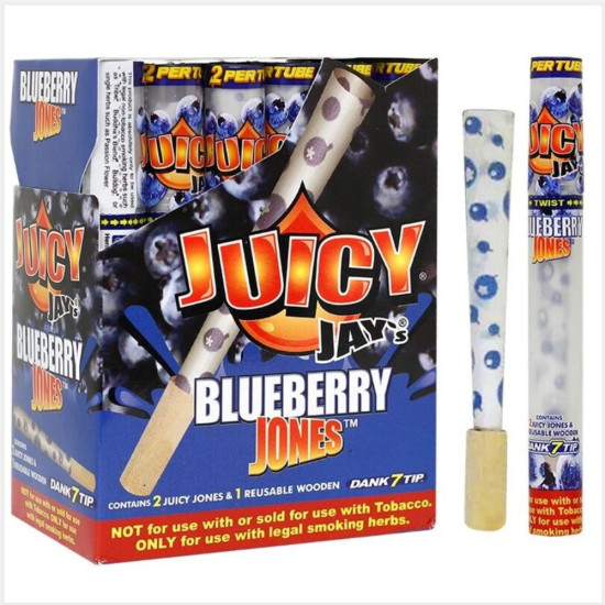 Juicy Jay's BLUEBERRY Jones 24 Pack~Sealed Box with Dank 7 tip in each tube image
