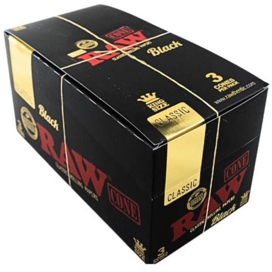 RAW Classic Black King Size Cones (Pack of 3) cones-blunts image