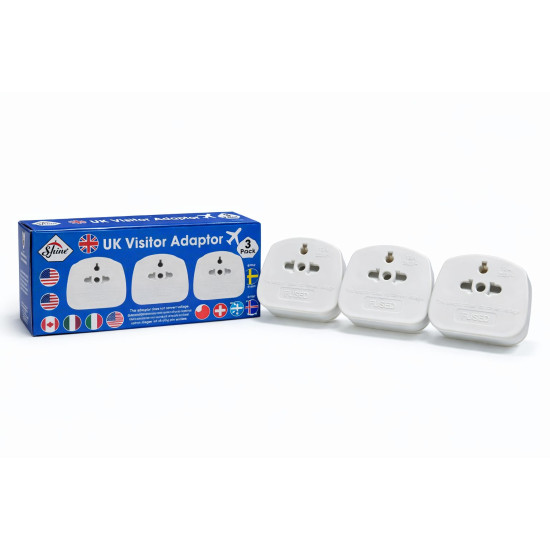 Travel Adaptor SU, EU, to UK 2 to 3 Pin, Plug Convertor Pack of 3 