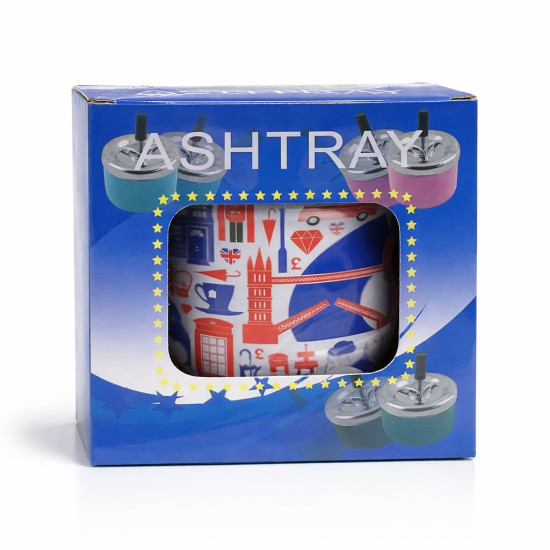 Spinning Metal Ashtray Round Design - Assorted