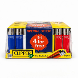 Clipper Plain Reusable Lighter Pack of 40 - Assorted Colour