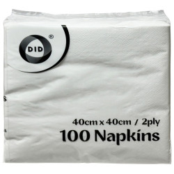 White Napkins 2 Ply 33cm x 33cm - Pack of 50 